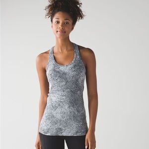 Lululemon Cool Racerback II Luon Spray Jacquard White Black | SZ 6